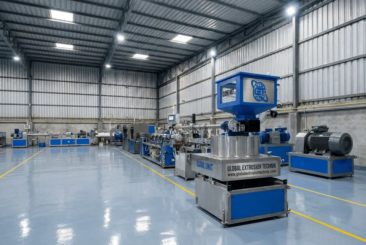 Plastic extrusion machinery production line